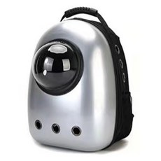 貓咪印花外出太空球後背包, 銀色, 1個