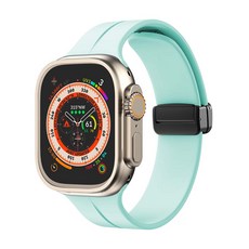 애플워치 호환 D버클 실리콘 스트랩 42 / 44 / 45 / 49 mm, ADS4 민트, 1개