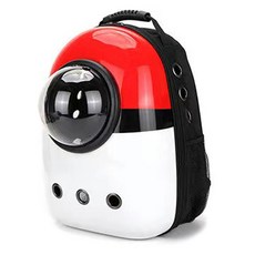 貓咪印花外出太空球後背包, 太空球 紅色, 1個