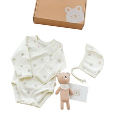 베이비앤아이 사계절 배냇슈트 + 모자 + 딸랑이 선물세트, 고미, 1세트