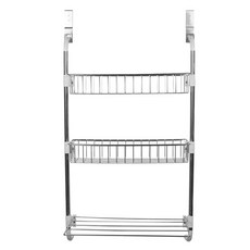 Poeta不鏽鋼門掛架置物架晾衣架 3層, 1個, 白色