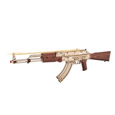 Robotime DIY 木製 AK47 橡皮筋槍 3D 立體拼圖 LQ901, 315件, 1個, 混色