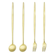 Abella 霧面金長柄湯匙 2p + 長柄叉 2p 套組, 長柄湯匙 2p + 長柄叉 2p, 1套