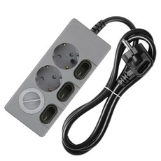 SWEET HOME 獨立式開關省電3插延長線+保護蓋, 1.5m, 灰色 黑色, 1組