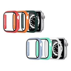 젤센 애플워치 호환 풀커버 일체형 9H 비비드 강화유리 케이스 41mm 6종 세트, 레드, 오렌지, 화이트, 스카이블루, 민트, 다크그린, 1세트
