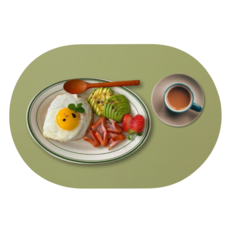 디아르 플래티넘 실리콘 방수 플레인 식탁매트, 올리브그린, 43 x 29.5 cm, 1개