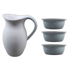 Dalsogeum 3人份陶瓷馬格利酒瓶 + 3p酒杯組, 白色 + 藍色, 1套