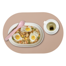 鉑金矽膠防水平紋餐墊, Pink Beige