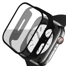 루아러블 애플워치 액정보호 강화유리 풀커버 케이스, 블랙, 1개