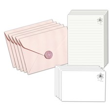 Mandeulhobby 高級封蠟貼紙信紙卡片 5件組 05 大型, 粉紅色