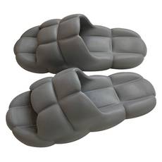 에버하우스 격자무늬 미끄럼방지 슬리퍼 거실화, 그레이, 1개