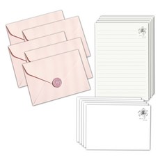 Mandeul Habi 高級封蠟貼紙信紙卡片 5件組 02 小型, 粉紅色