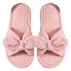 EVER HOUSE 燈芯絨蝴蝶結室內拖鞋, 1個, 粉紅色