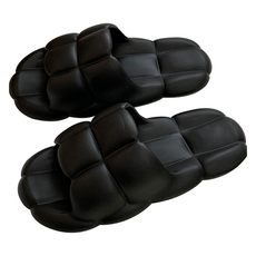 에버하우스 격자무늬 미끄럼방지 슬리퍼 거실화, 블랙, 1개