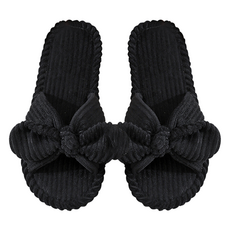 EVER HOUSE 燈芯絨蝴蝶結室內拖鞋, 1個, 黑色