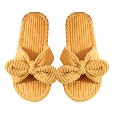 EVER HOUSE 燈芯絨蝴蝶結室內拖鞋, 1個, 黃色