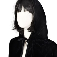 joyparty 女款 J Balloon 萬聖節服飾 絲絨連帽斗篷, 1個, 黑色