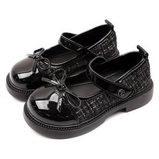 RURUCHOU 女童斜紋拼色蝴蝶結皮鞋 RA112