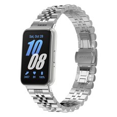 SPACE SHIELD Galaxy Fit 3 相容纖薄五珠金屬錶帶, 銀色