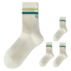 Make Mine 條紋羅紋微笑中筒高爾夫襪, 綠色, 4個