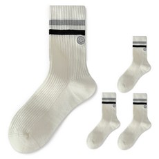 Make Mine 條紋羅紋微笑中筒高爾夫襪, 灰黑色, 4個