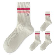 Make Mine 條紋羅紋微笑中筒高爾夫襪, 粉紅色, 4個