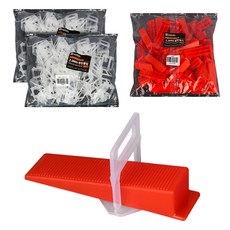 MONESPACE 磁磚整平器 2.0mm 200入 + 楔子 100入 套組, 1套