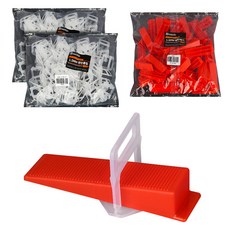 MONESPACE 磁磚平整夾 1.5mm 200入 + 楔形器 100入 套組, 1套