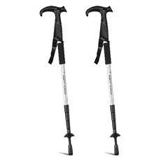 讚讚歐巴 尺寸可調避震T字型摺疊登山杖 JNH1523, 銀色, 2個