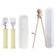 sillymann 兒童矽膠幼稚園必備品套組, 奶油黃, 1套, 5件組