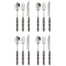 버블 4인 디너 커트러리 세트 S180, 실버, 스푼(4P) + 포크(4P) + 나이프(4P), 1세트