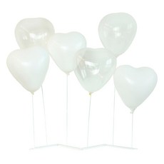 ALL THAT PARTY 愛心懸掛立架 2入 + 2款愛心氣球 x 6入組, 1套, 白色(愛心氣球), 透明(愛心氣球)