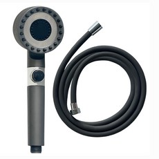 KOXINA 3段式開關蓮蓬頭+矽膠沐浴軟管 2m組, 灰色, 1組