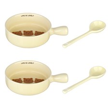 plala 圓嘟嘟小熊手柄碗+湯匙 2入組, 三隻象牙熊, 1組