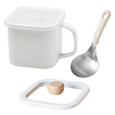 電磁爐適用方形琺瑯鍋 1.45L+玻璃蓋+湯匙組, 13.7cm, 白色(鍋子+湯匙)+白色(蓋子), 1組