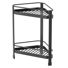 THE ZAKKA 鐵製轉角雙層立式浴室層架, 1個, 黑色