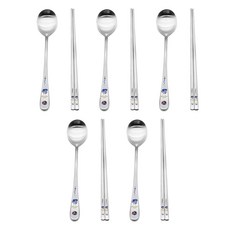 윌리브 신랑 레이저 수저 세트, 실버, 5세트, 숟가락 5p + 젓가락 5p