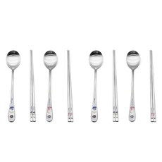 윌리브 신랑 각시 레이저 수저 세트, 실버, 4세트, 숟가락 4p + 젓가락 4p