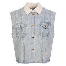 Paige Flynn 撞色翻領丹寧背心 F3AVT010A