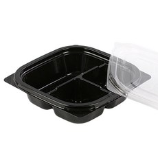 小菜容器 迷你正方形 2號 3格 黑色, 1個, 100入