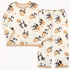 mollimelli friends 兒童愛心砰砰熊貓寬鬆居家服上下套裝