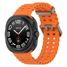 SPACE SHIELD Galaxy Watch 相容 掀扣式 海洋矽膠錶帶, 1個, 橘色