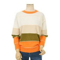 페이지플린 여성용 헤어리컬러블록라운드 니트 P4CKN019C