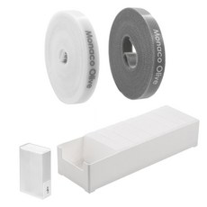 MONACO OLIVE 口袋式電線整理盒 10入 + 專用大型托盤 + 魔鬼氈束帶 2入 組, 灰色, 白色(魔鬼氈束帶), 1套