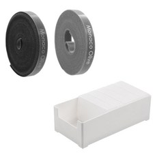 MONACO OLIVE 口袋電線整理盒 5入 + 專用中型托盤 + 魔鬼氈束帶 2入 套組, 1套, 灰色, 黑色(魔鬼氈束帶)