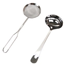 Livingglory Cooking Land 醬料杓 + 泡沫過濾網, 銀色, 1套