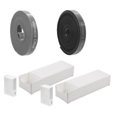 MONACO OLIVE 口袋型電線整理盒 20入 + 專用大型託盤 2入組 + 魔鬼氈束帶 2入組, 灰色, 黑色(魔鬼氈束帶), 1套