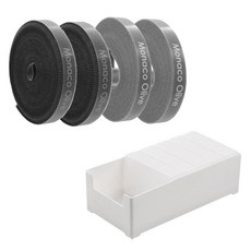 모나코올리브 포켓 케이블 선 정리함 10p + 전용 트레이 대형 + 벨크로타이 4p 세트, 그레이, 블랙(벨크로타이), 1세트