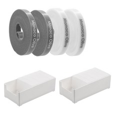 MONACO OLIVE 口袋電線整理盒 10入 + 專用中型托盤 2入組 + 魔鬼氈束帶 4入組, 1套, 灰色, 白色(魔鬼氈束帶)