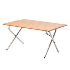 LIBERO 아디스 2폴딩 뱀부 테이블, 내츄럴 브라운 + 실버